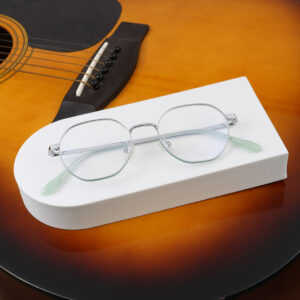 SpexVue  | Full Rim Silver Green | Hexa For Men & Women | Eyeglassess