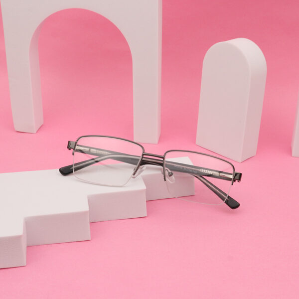SpexVue | Half Rim Gunmetal | Rectangle For Men & Women | Eyeglassess|Computer Glasses|Blue Ray Protective(BlueCut)